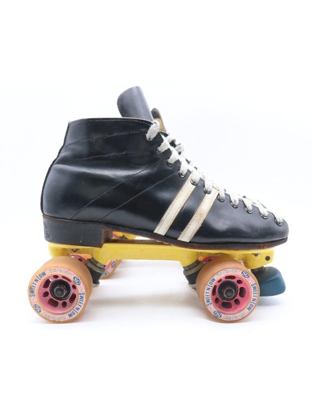 Vintage Riedell Mens Size 8 M Speed Roller Skates Black White Leather